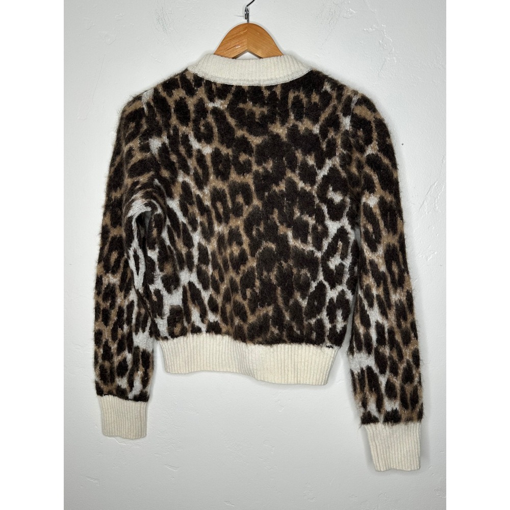 NEW Ganni Leopard Jacquard Alpaca Wool Blend Sweater Size Small Animal Print - Picture 6 of 11